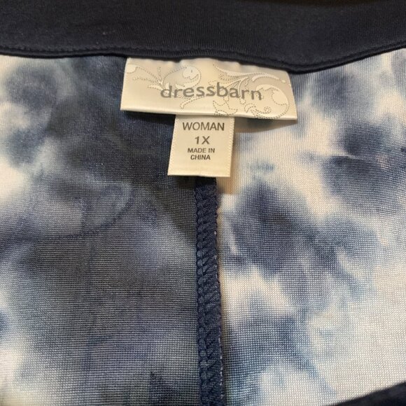 Dressbarn Women’s Top Blue Velvet Tie-Dye Burnout Sleeveless 1XL Beaded Neckline - Picture 8 of 13